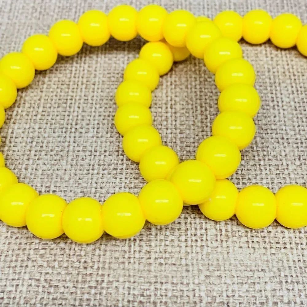 Yellow Solid Acrylic Ball Bracelets Bangles - Picture 2 of 2